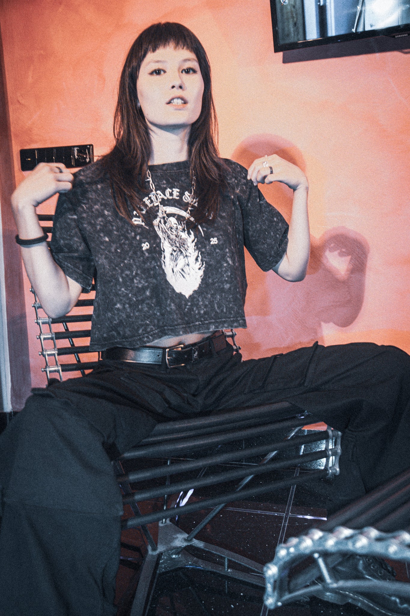 "Let Me Sleep" Crop Top Reaper Washed Out *Pre-Order