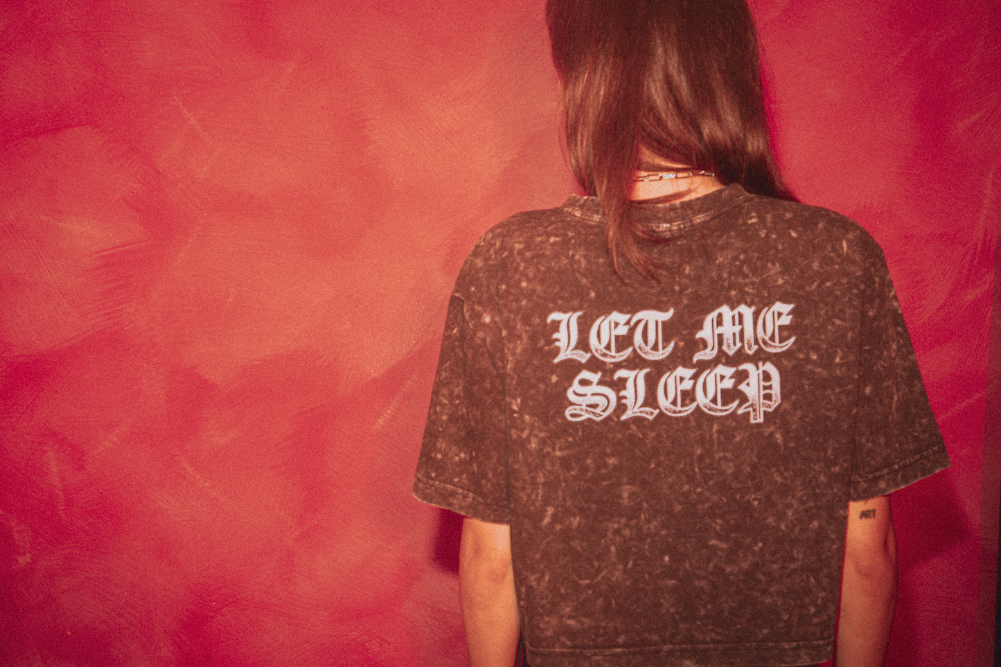 "Let Me Sleep" Crop Top Reaper Washed Out *Pre-Order