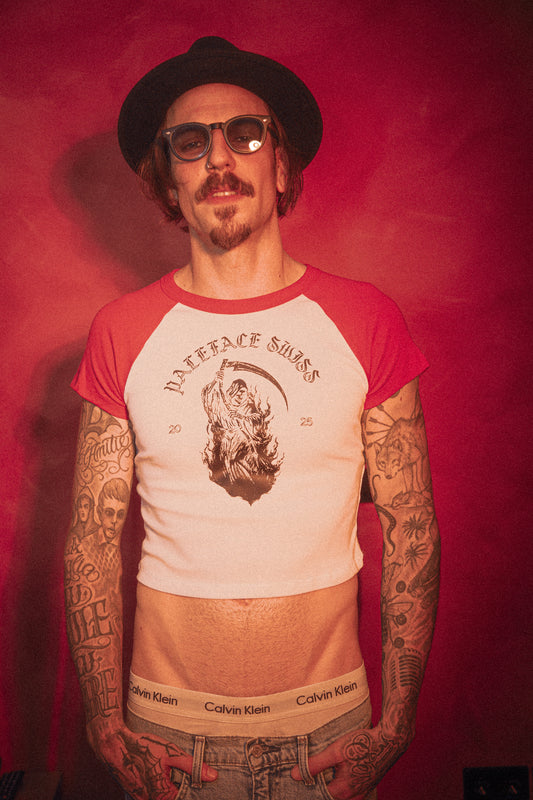 "Let Me Sleep Reaper" – Baseball Crop Top *Pre-Order